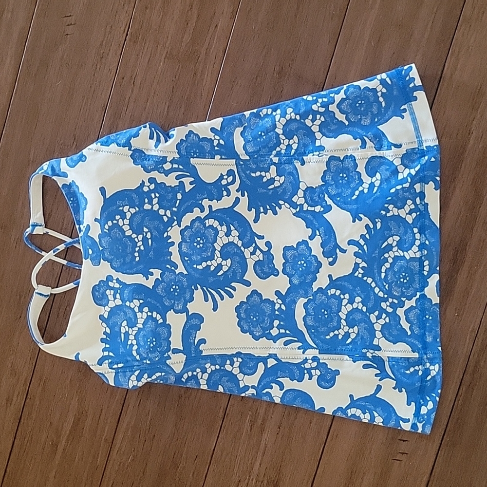 Lululemon Free To Be Tank Laceoflage Polar Cream Beaming Blue